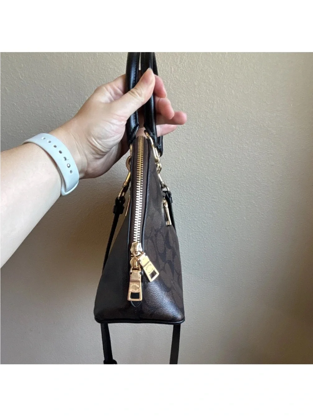 Coach Mini Sierra Satchel Signature Brown Black Crossbody Bag F27583